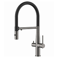 Смеситель для кухни с гибким изливом AVS PureRiver оружейная сталь