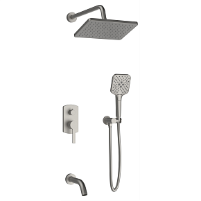 Душевой комплект AVS Elegant 4в1 квадратный, брашированный никель