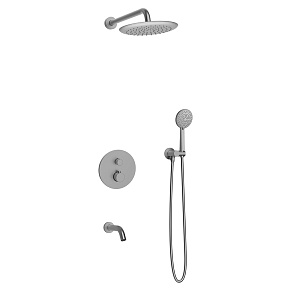 Душевой комплект AVS Termo 4в1 круглый, оружейная сталь