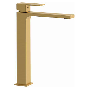 Смеситель для раковины AVS Cube высокий, брашированное золото