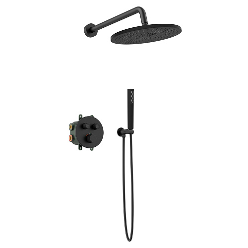 Душевой комплект AVS Luxury 3в1 круглый, черный матовый