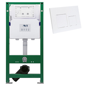Комплект AVS 2в1: Инсталляция для унитаза 809-0006-7732C + Клавиша смыва 809-0013-GW белая