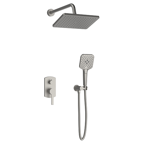 Душевой комплект AVS Elegant 3в1 квадратный, брашированный никель