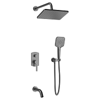 Душевой комплект AVS Elegant 4в1 квадратный, оружейная сталь