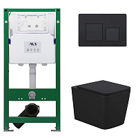 Комплект AVS 3в1: Инсталляция 809-0006-7732C + Клавиша 809-0013-MB черная матовая + Унитаз подвесной 801-0035-P-R-MB