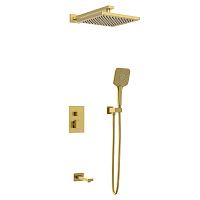 Душевой комплект AVS Termo 4в1 квадратный, брашированное золото