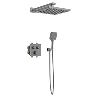 Душевой комплект AVS Luxury 3в1 квадратный, оружейная сталь