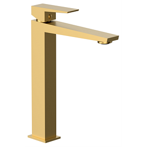 Смеситель для раковины AVS New Cube высокий, брашированное золото
