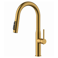 Смеситель для кухни с выдвижным изливом AVS PureRiver брашированное золото