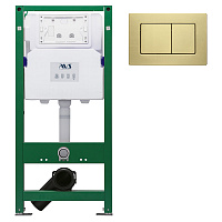 Комплект AVS 2в1: Инсталляция для унитаза 809-0006-7732C + Клавиша смыва 809-0016-m-MG золото матовое