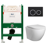 Комплект AVS 3в1: Инсталляция 809-0003-7732C + Клавиша 809-0014-MB/CR черная матовая/хром + Унитаз подвесной 801-0041-P-T2-GW
