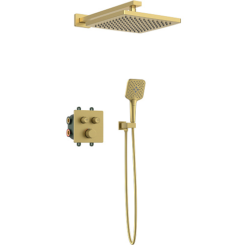 Душевой комплект AVS Luxury 3в1 квадратный, брашированное золото