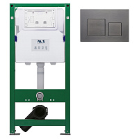 Комплект AVS 2в1: Инсталляция для унитаза 809-0006-7732C + Клавиша смыва 809-0013-GM оружейная сталь