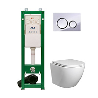 Комплект AVS 3в1: Инсталляция 809-0002-7732C + Клавиша 809-0014-CR/GB хром/черная + Унитаз подвесной 801-0041-P-T2-GW