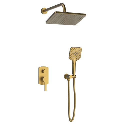 Душевой комплект AVS Elegant 3в1 квадратный, брашированное золото