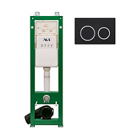 Комплект AVS 2в1: Инсталляция 809-0002-7732C + Клавиша 809-0014-MB/CR черная матовая/хром