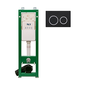 Комплект AVS 2в1: Инсталляция 809-0002-7732C + Клавиша 809-0014-MB/CR черная матовая/хром