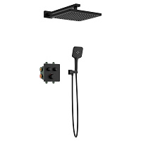 Душевой комплект AVS Luxury 3в1 квадратный, черный матовый