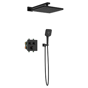 Душевой комплект AVS Luxury 3в1 квадратный, черный матовый