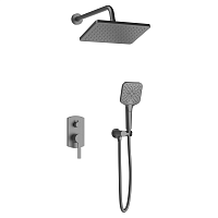 Душевой комплект AVS Elegant 3в1 квадратный, оружейная сталь